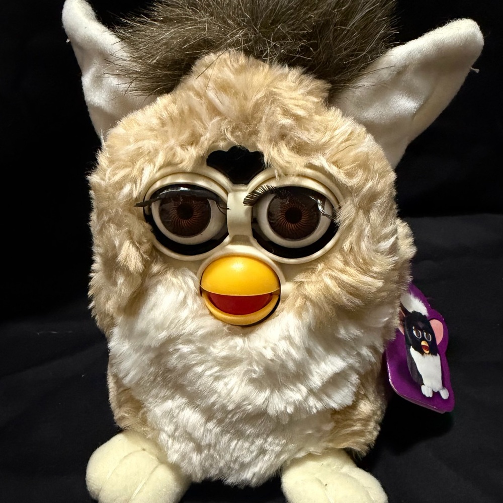 Interactive Plush Pet Toy - Tan and White vintage 1998